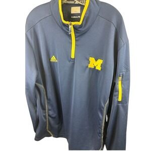 Adidas Michigan Wolverines ClimaLite Quarter‎ Zip Pullover Navy Blue Size Large